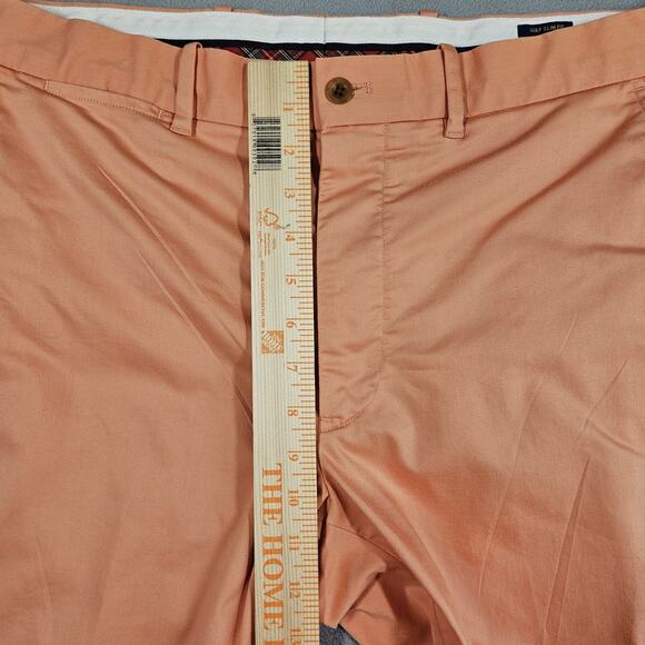 Polo Golf Ralph Lauren Pants Mens 35x30 Golf Slim Fit Orange Chino Preppy Sheen - Picture 13 of 15